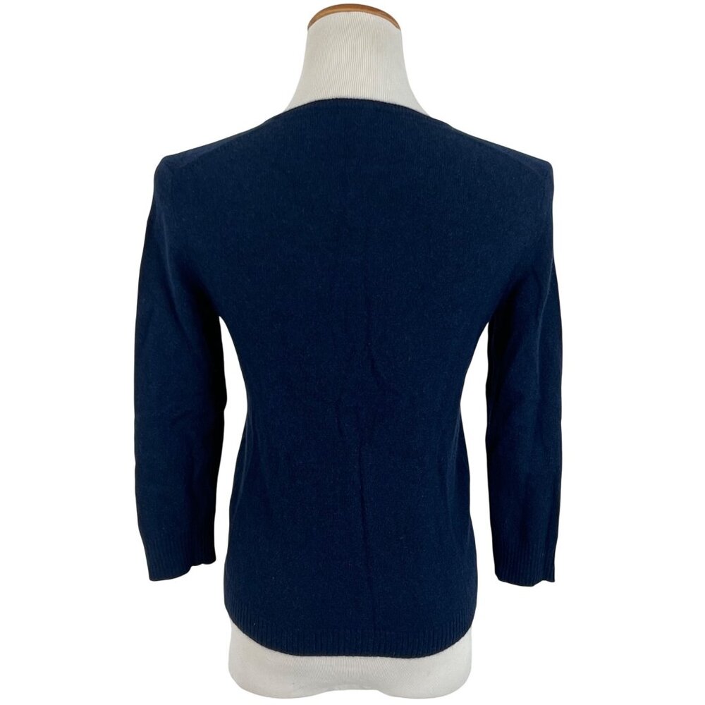 J. Crew Blue Embroidered & Beaded Cashmere Blend Button Front Cardigan • Preppy - Picture 8 of 14